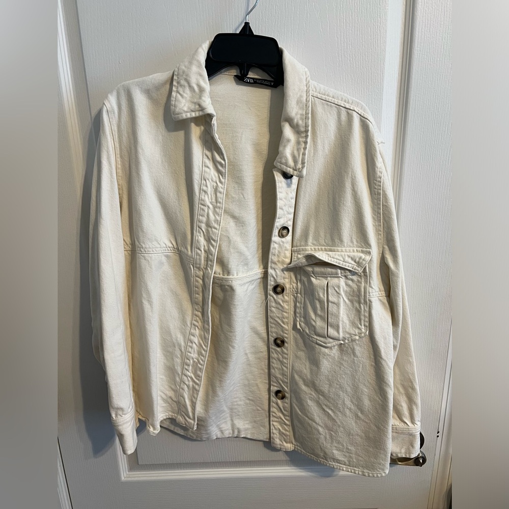 Zara Cream Denin Jacket Size M